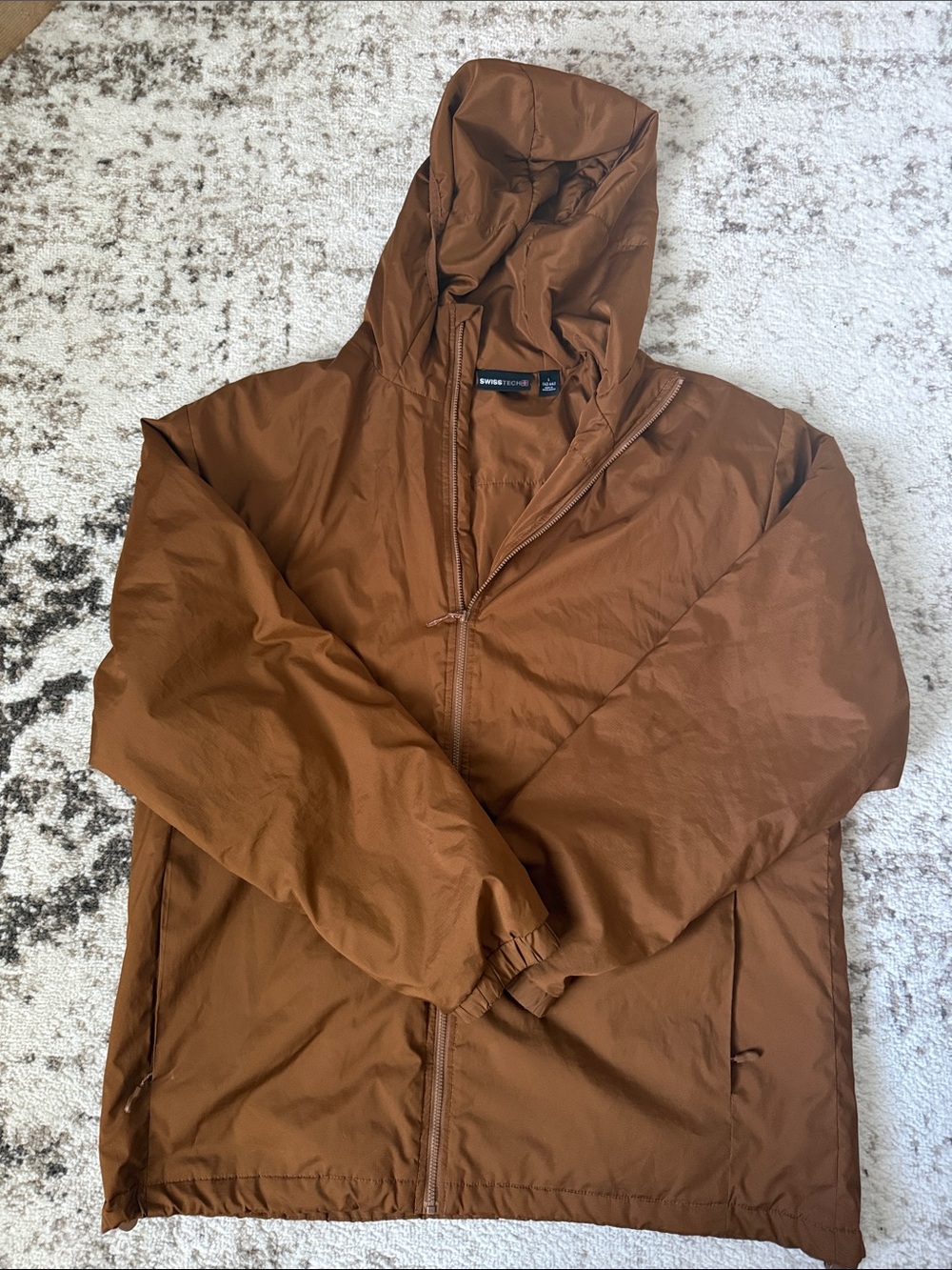 Men's Hooded Packable Jacket - Brown